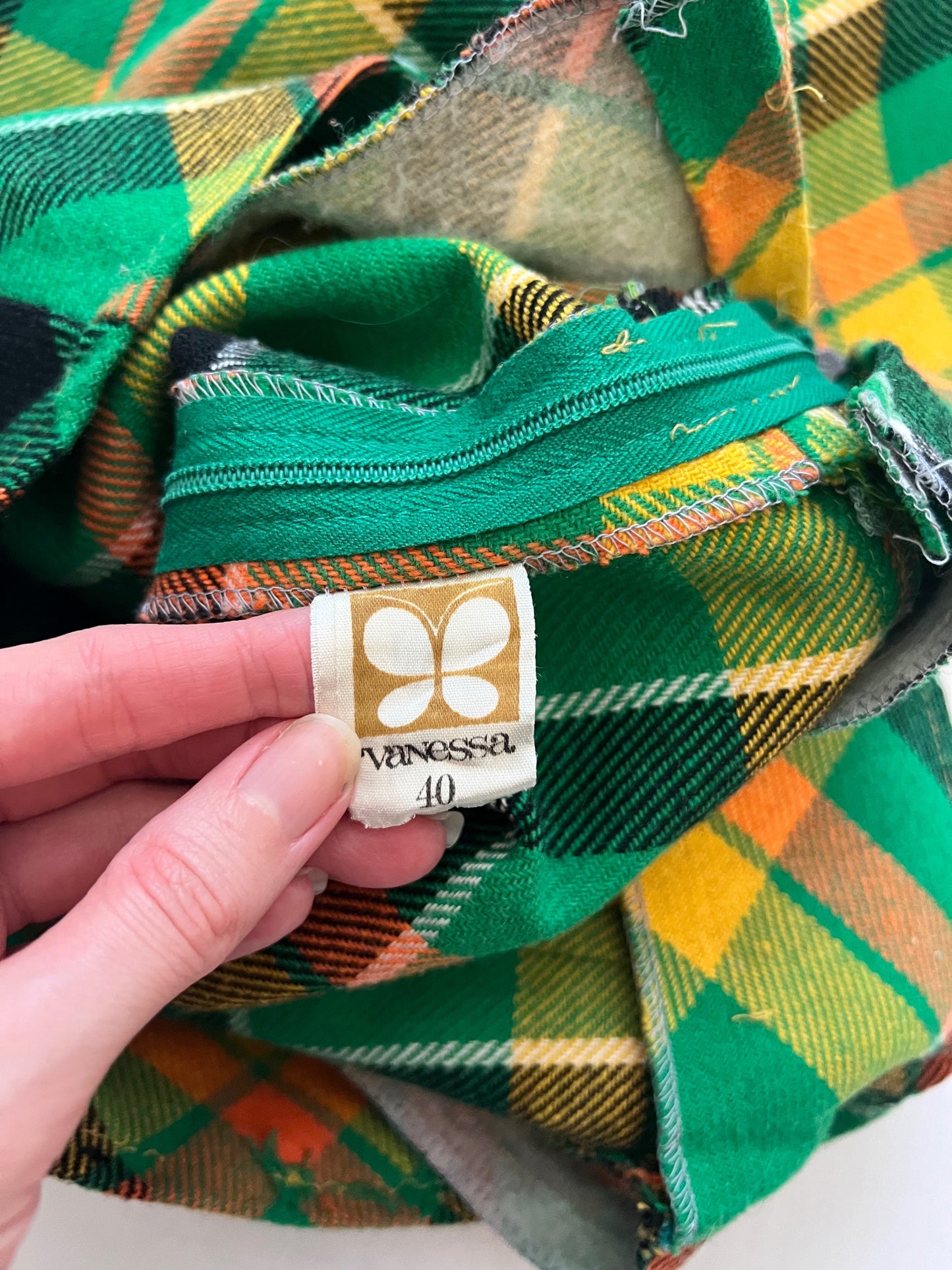 70s colorful plaid skirt, Size S