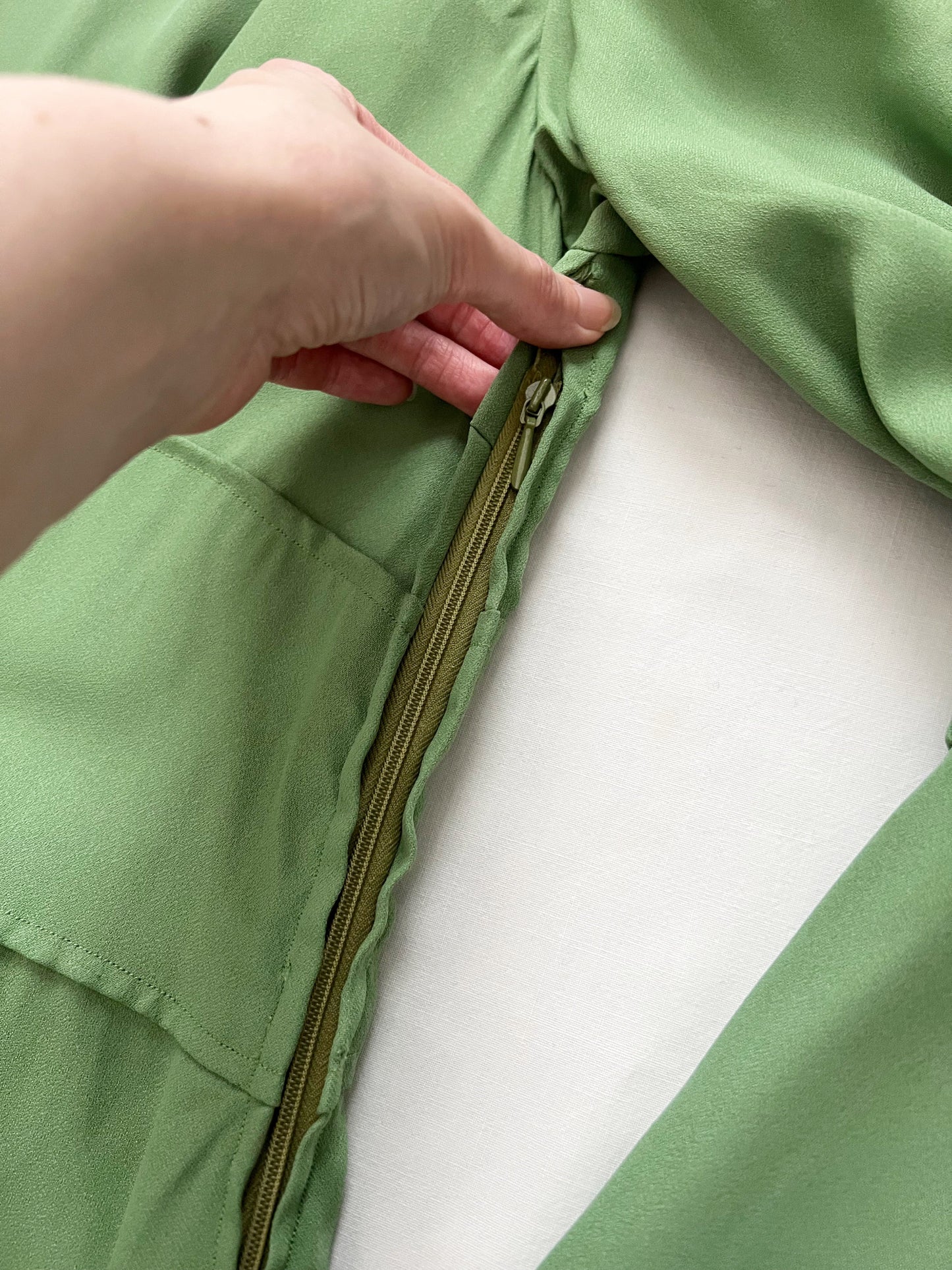 70s green Victorian inspired maxi dress, Size M