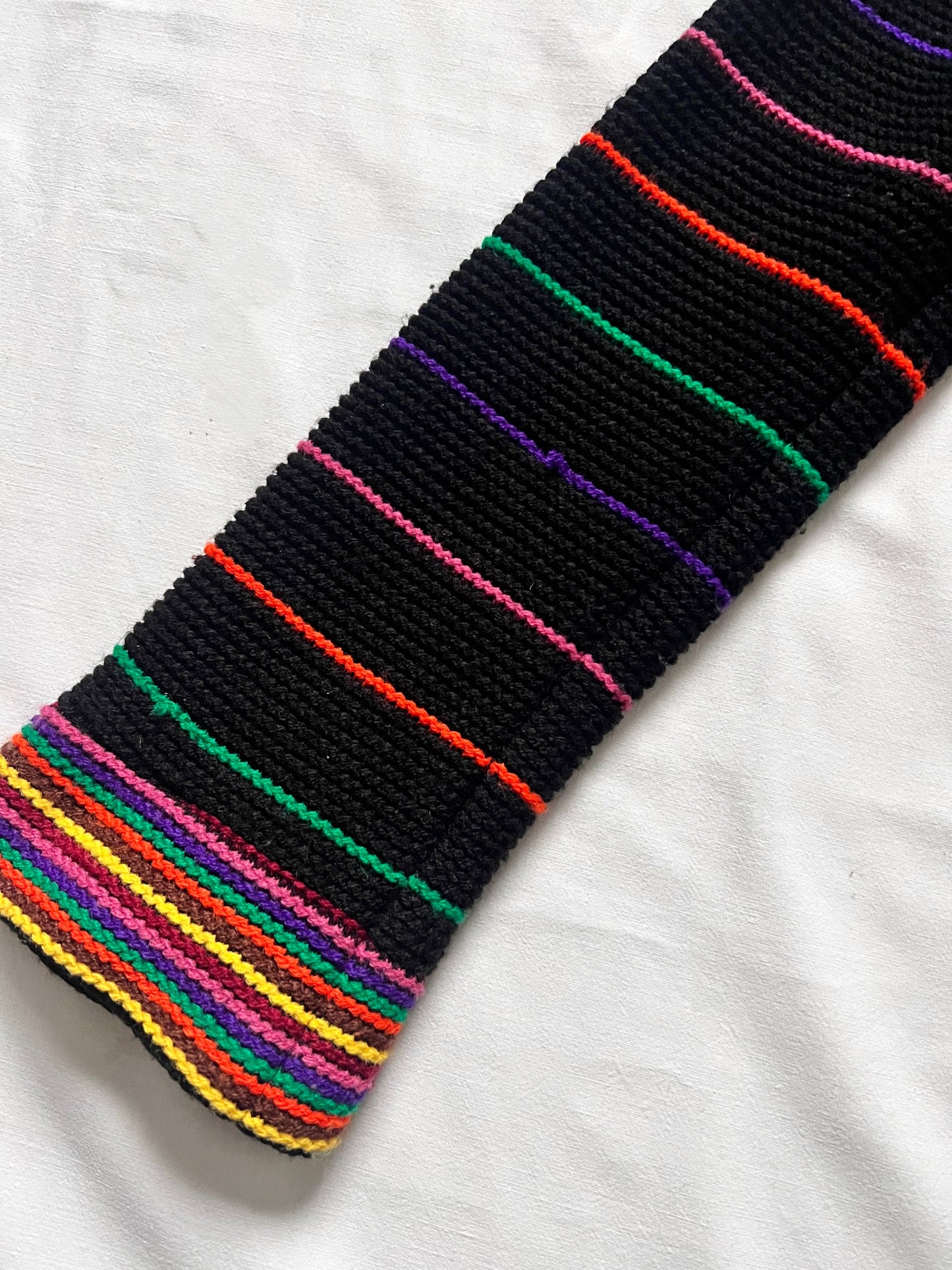 70s black & colorful striped knitted dress, Size S