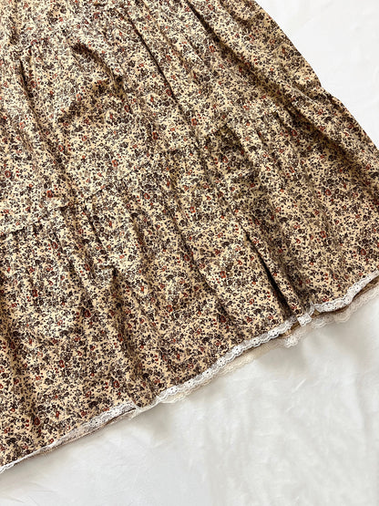 70s beige floral dress, Size XS-S