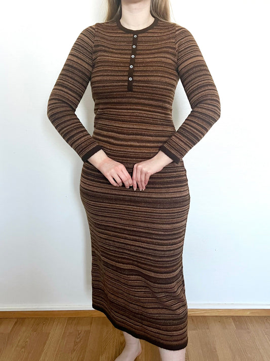 70s brown knitted dress, Size XS-S