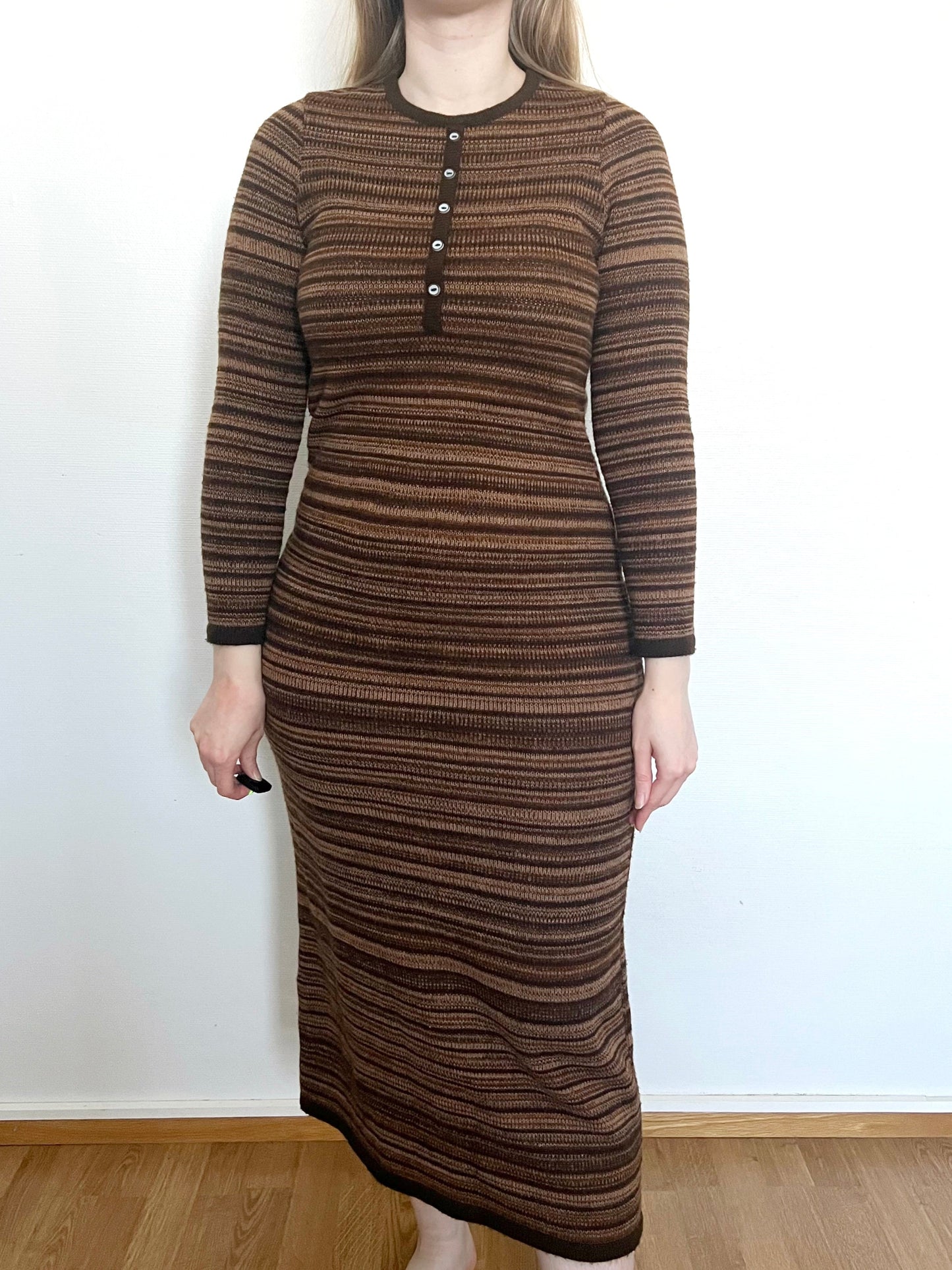 70s brown knitted dress, Size XS-S