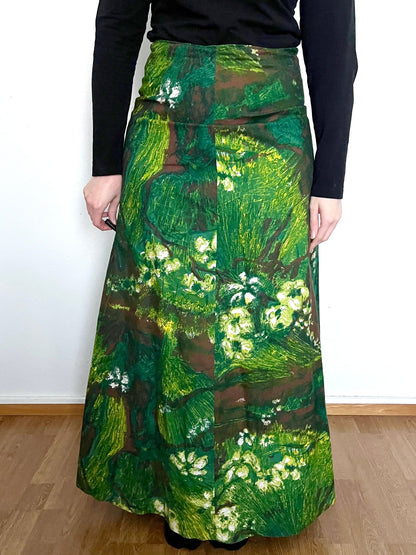 Green forest maxi skirt,  Size XS