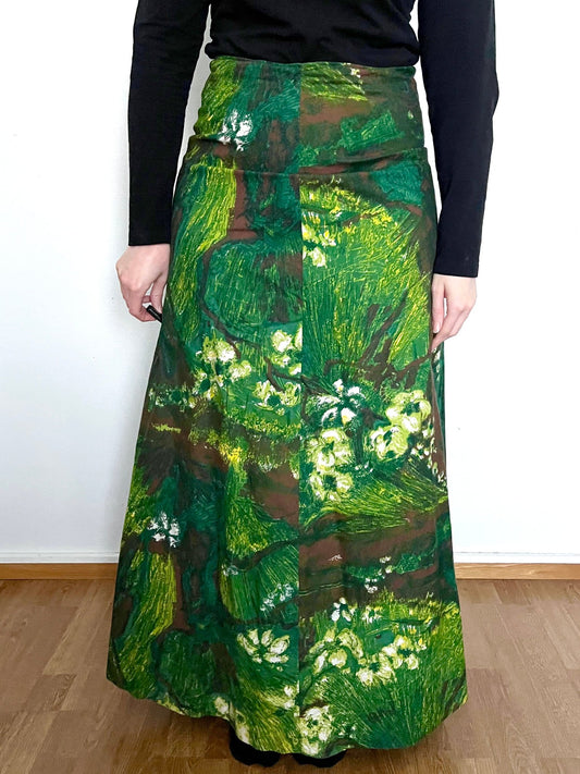 Green forest maxi skirt,  Size XS