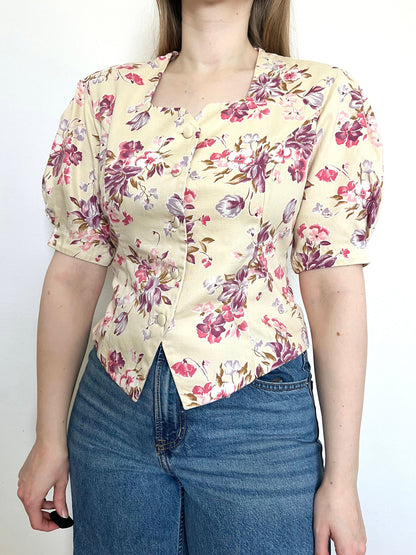 80s Laura Ashley floral blouse, Size M
