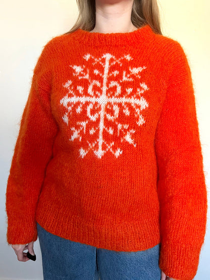 Orange snowflake sweater, Size L