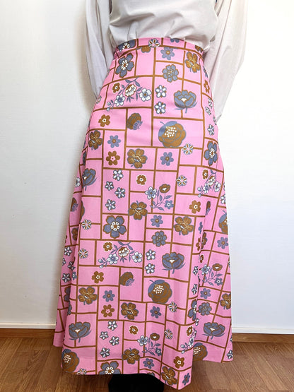 70s pink maxi skirt, Size XS