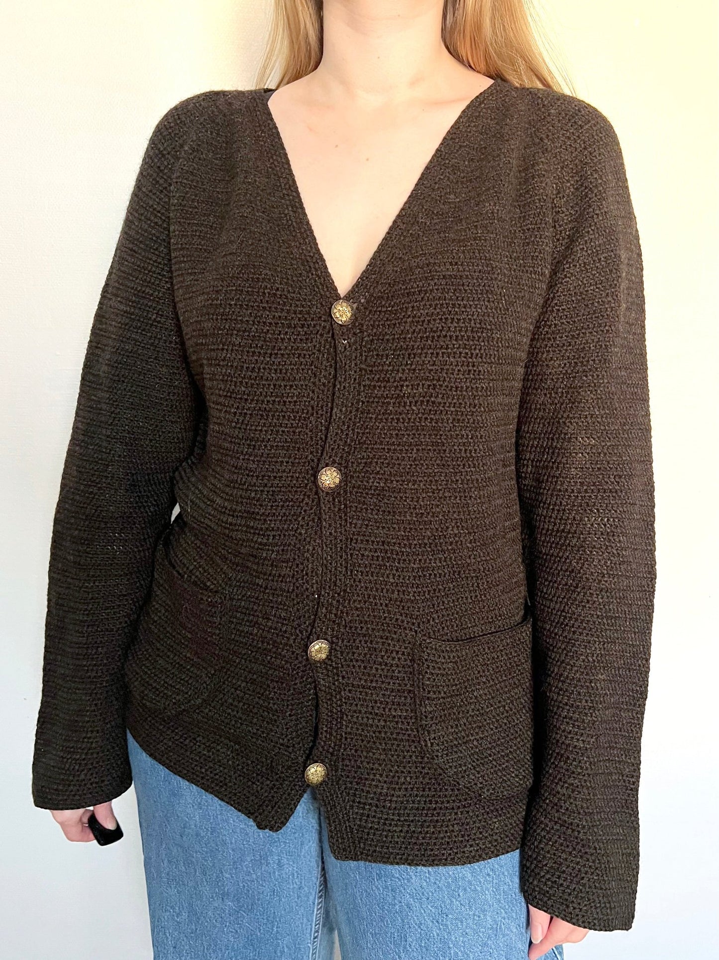 Brown crochet cardigan, Size L-XL