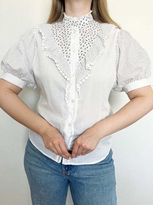 White puffed sleeves t-shirt, Size XS-S