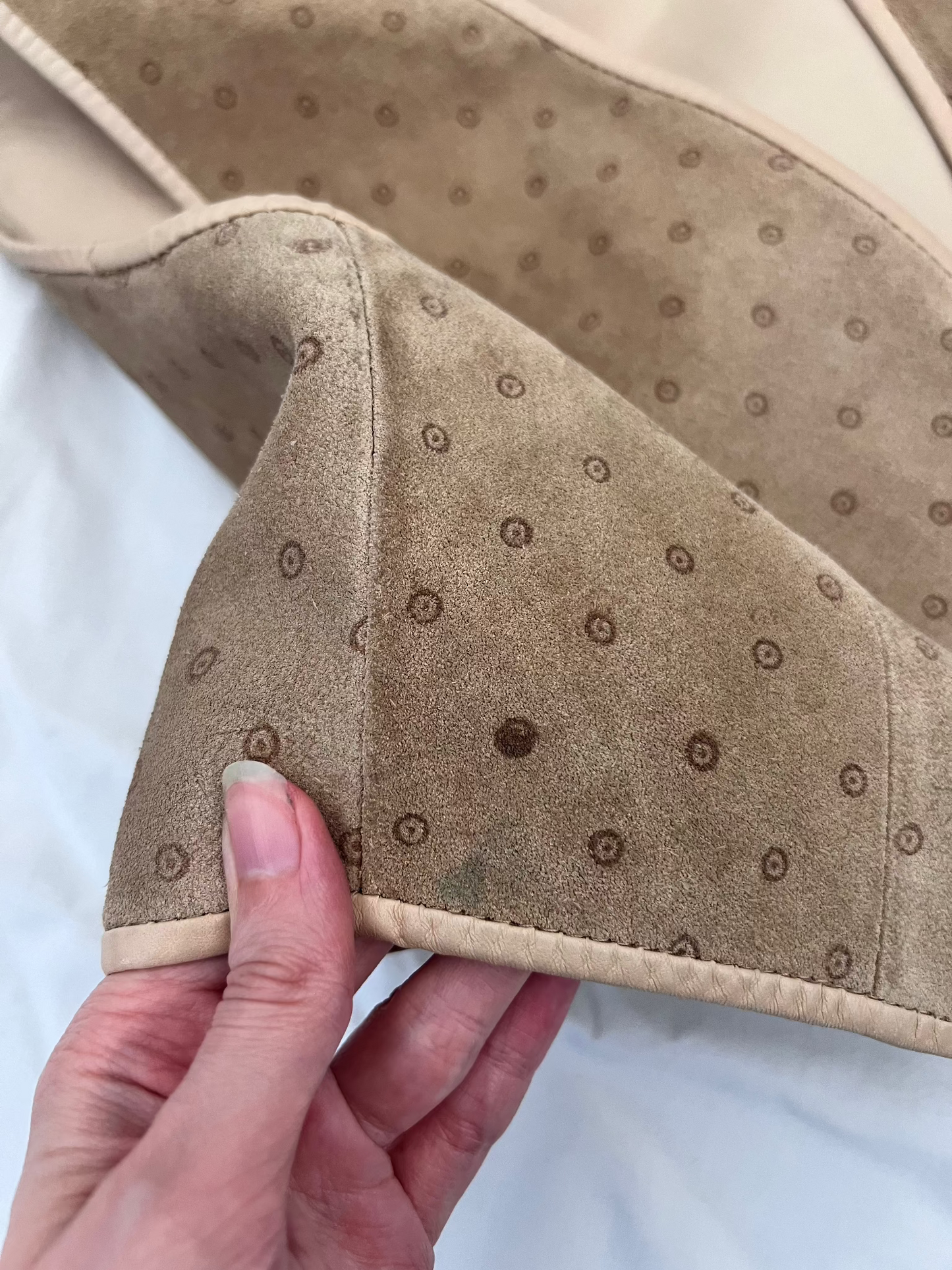 Beige polka dots suede vest, Size M-L