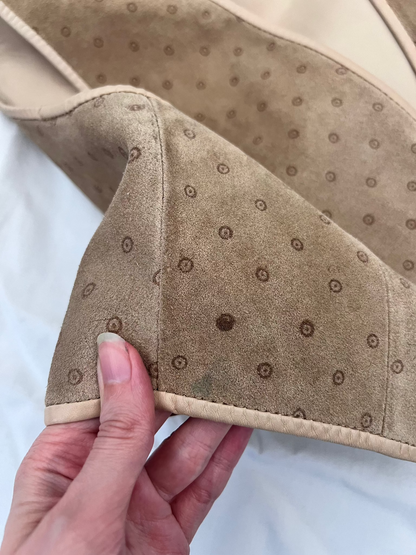 Beige polka dots suede vest, Size M-L