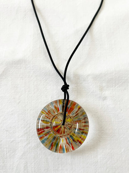 Multicolored glass stone necklace