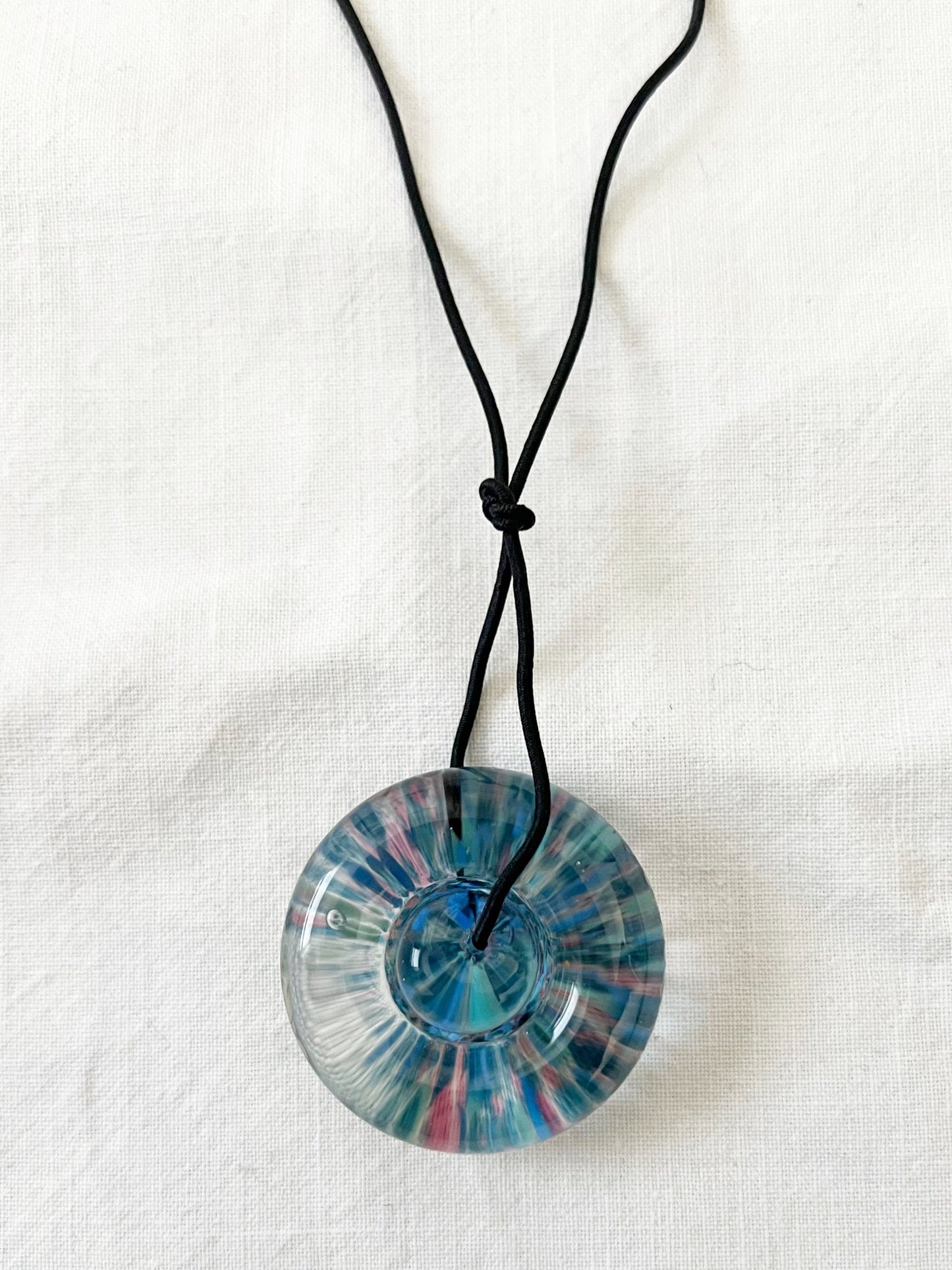 Blue glass stone necklace