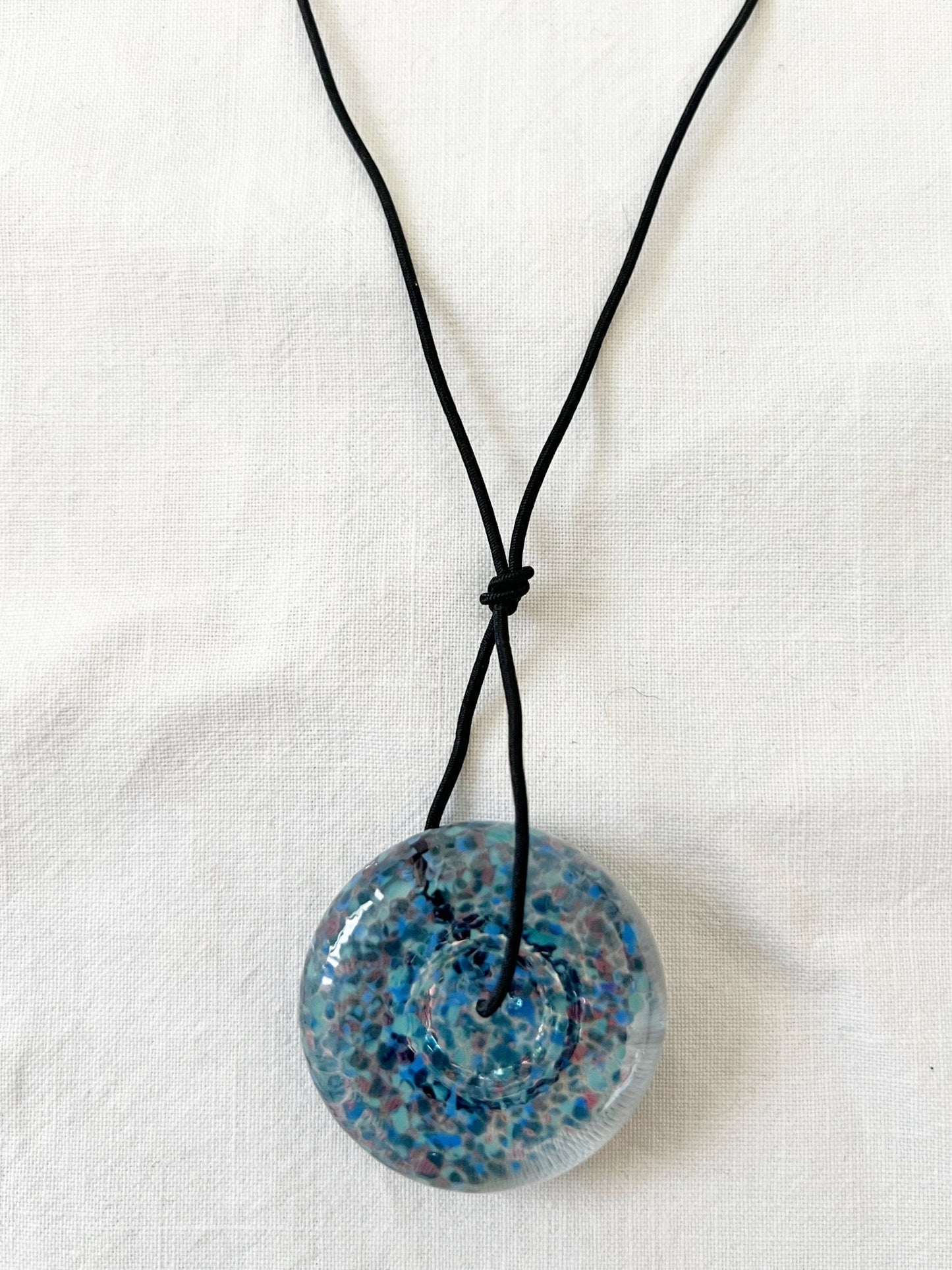 Blue glass stone necklace