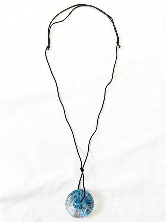 Blue glass stone necklace