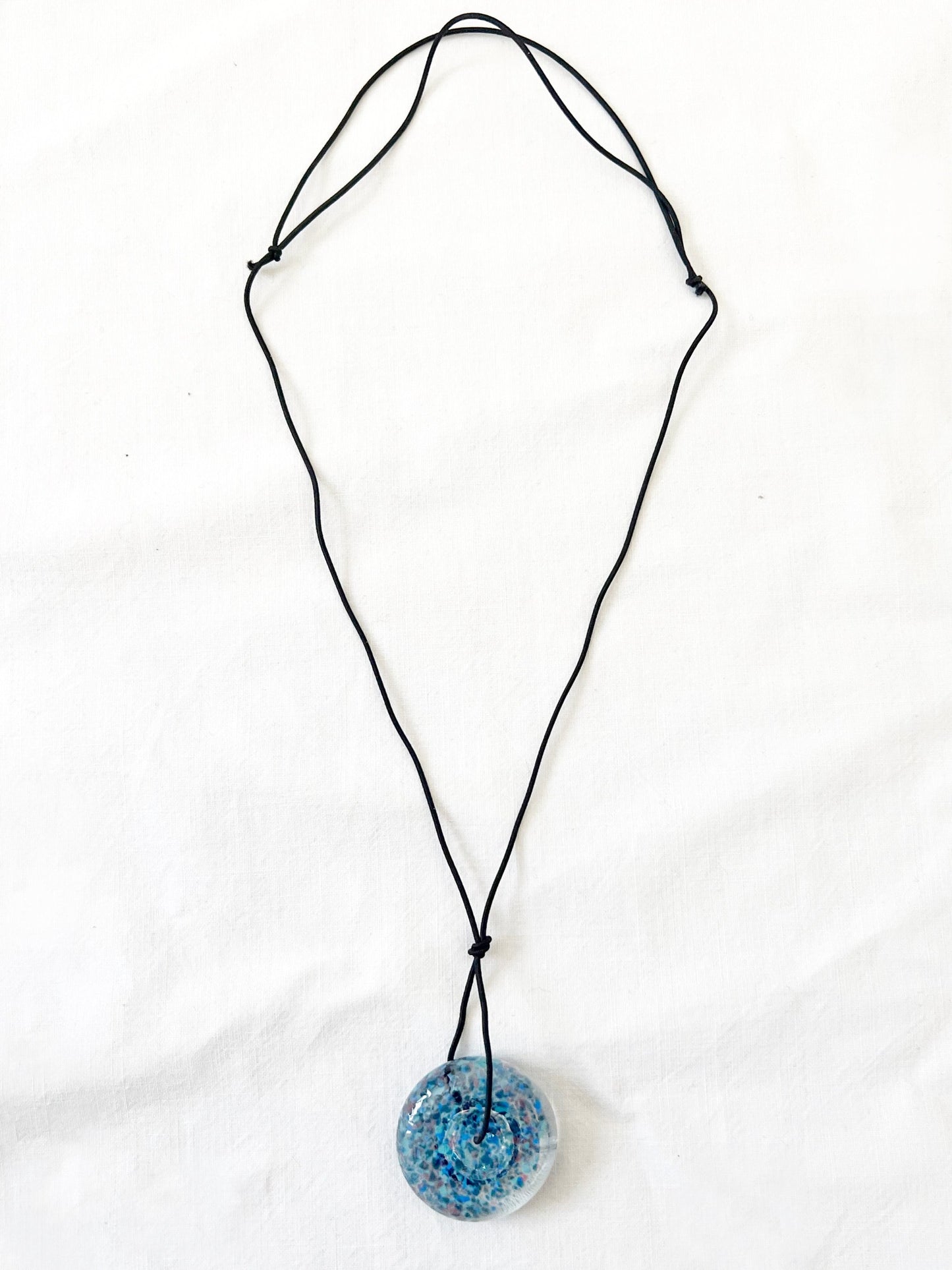 Blue glass stone necklace