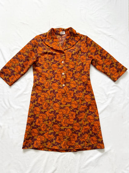 Orange flower dress, Size M-L