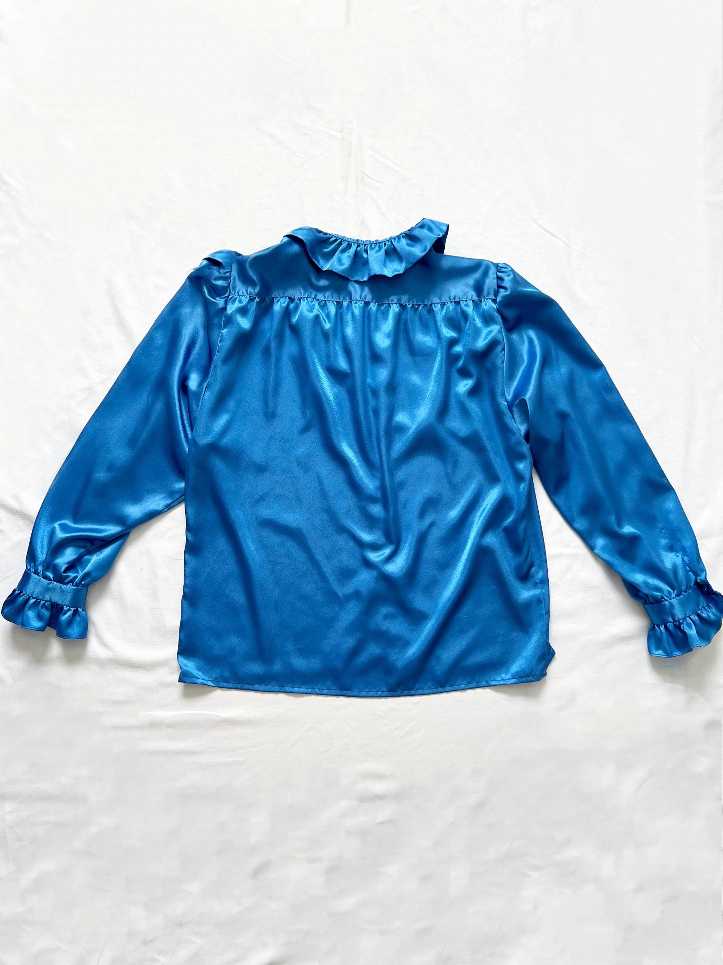 Blue ruffel blouse, Size L-XL