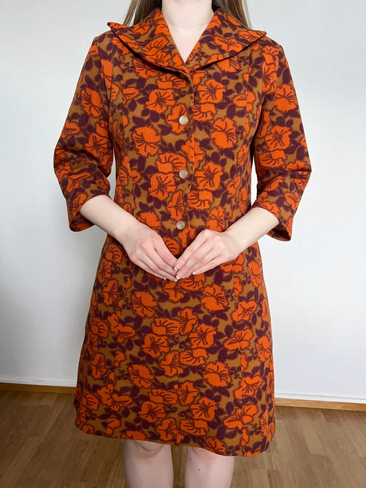 Orange flower dress, Size M-L