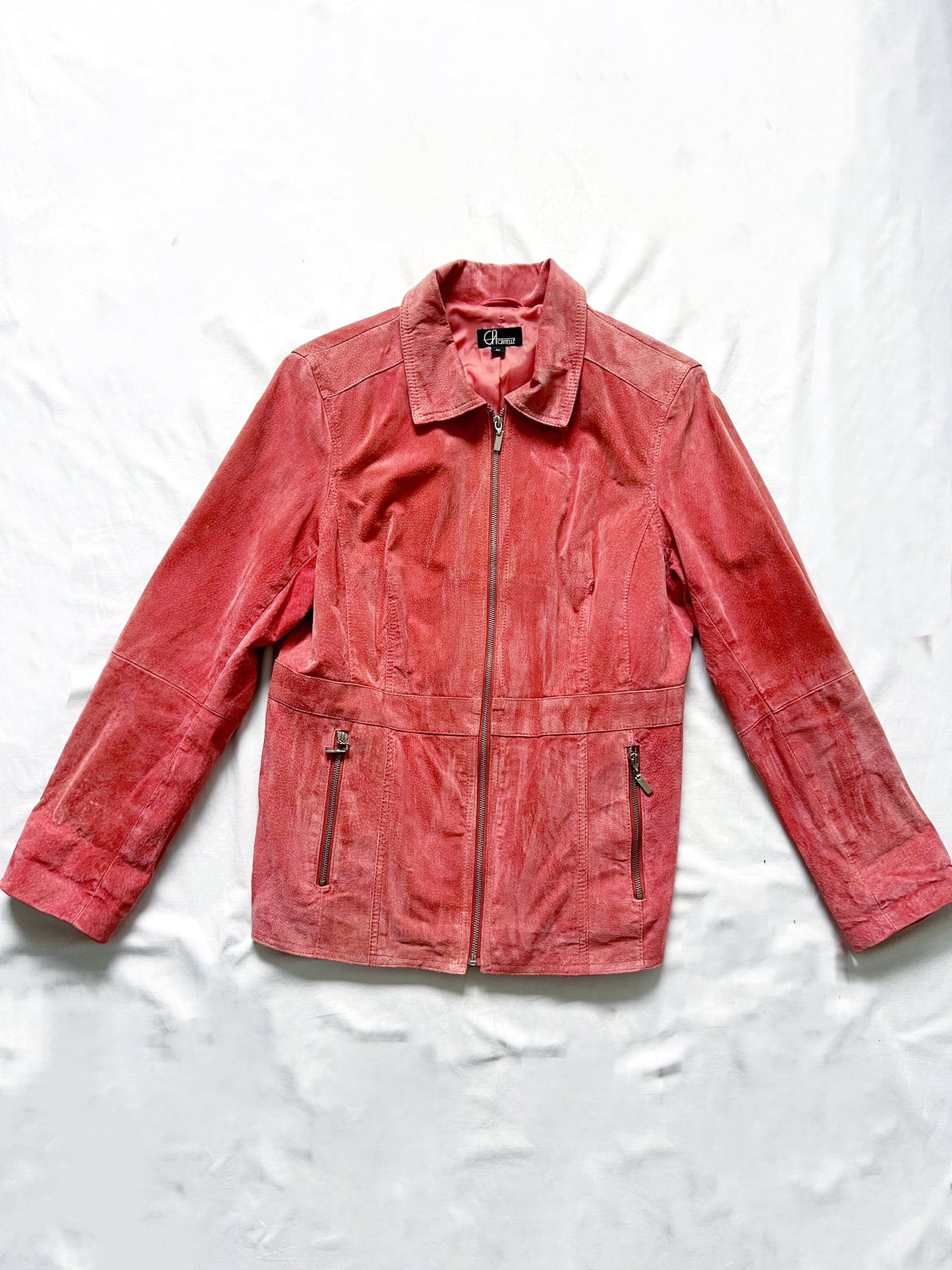 A 90s pink suede jacket