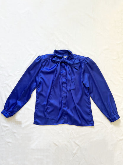 Blue bow blouse, Size L