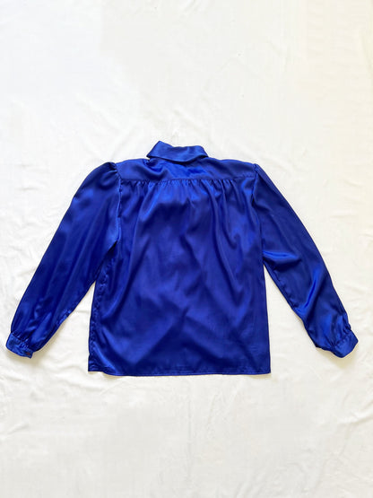 Blue bow blouse, Size L