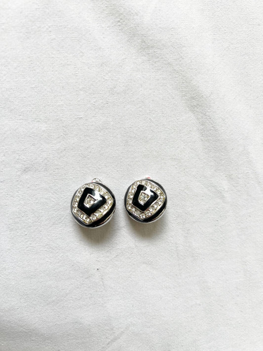 Black and silver clip-on earrings