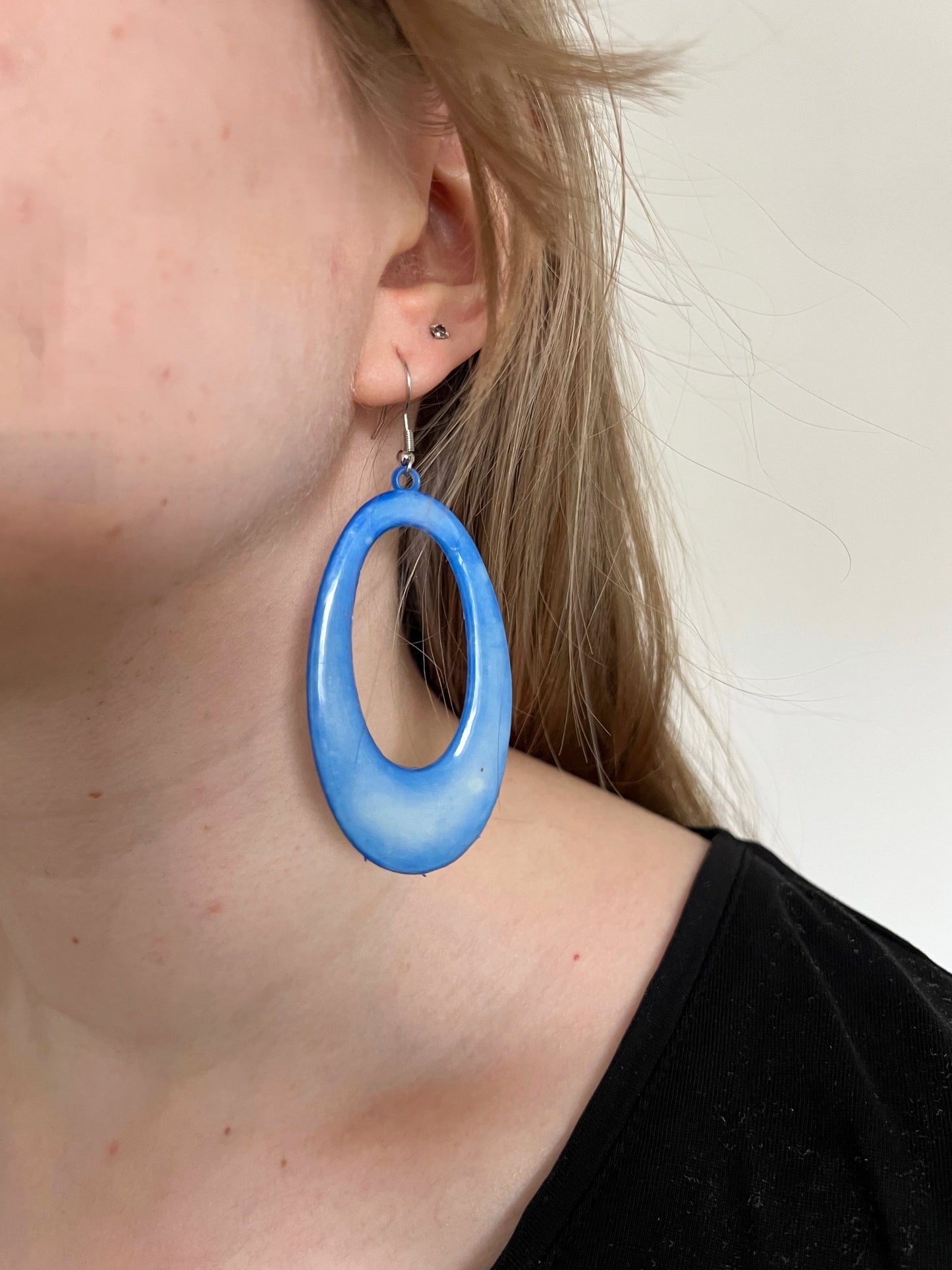 Blue statement earrings