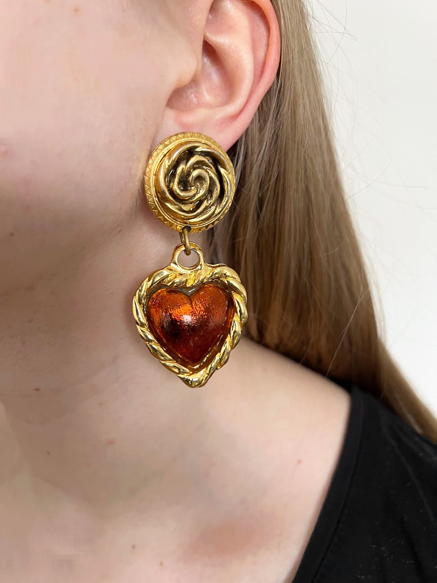 Heart clip-on earrings