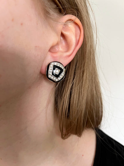 Black and silver clip-on earrings