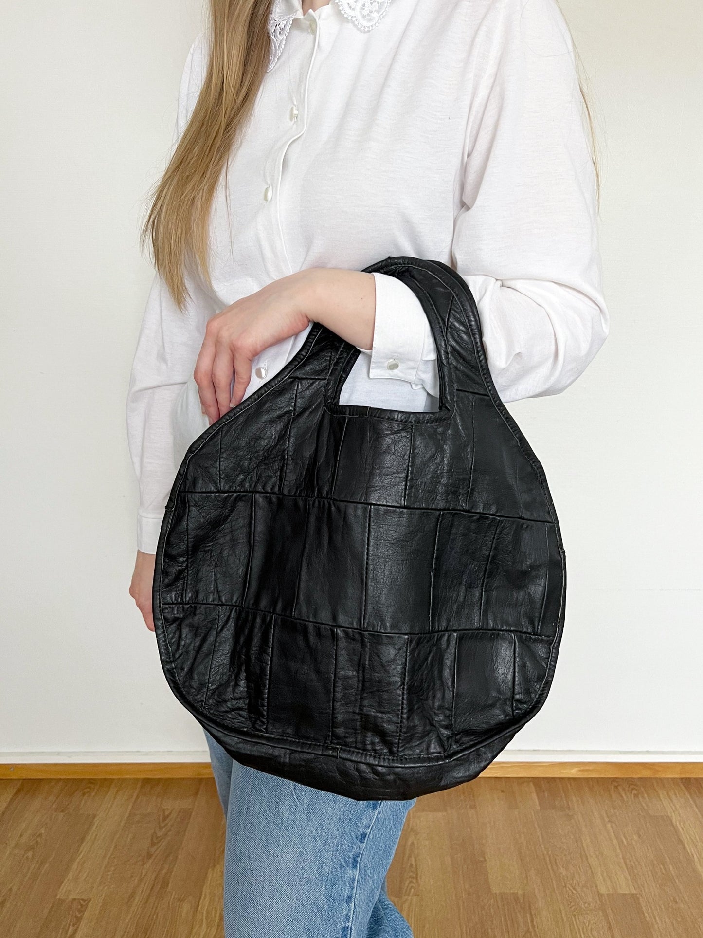 Black leather bag