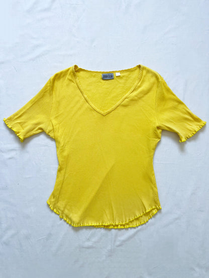 Yellow ribbed t-shirt, Size L