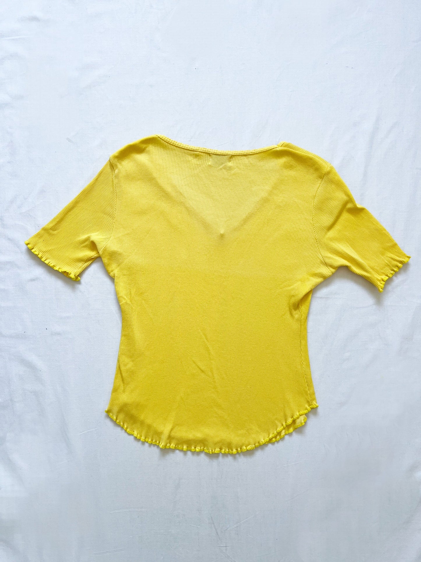 Yellow ribbed t-shirt, Size L