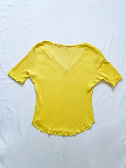 Yellow ribbed t-shirt, Size L