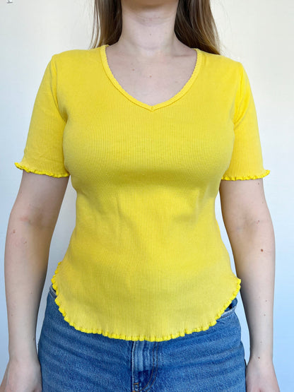 Yellow ribbed t-shirt, Size L