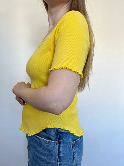 Yellow ribbed t-shirt, Size L