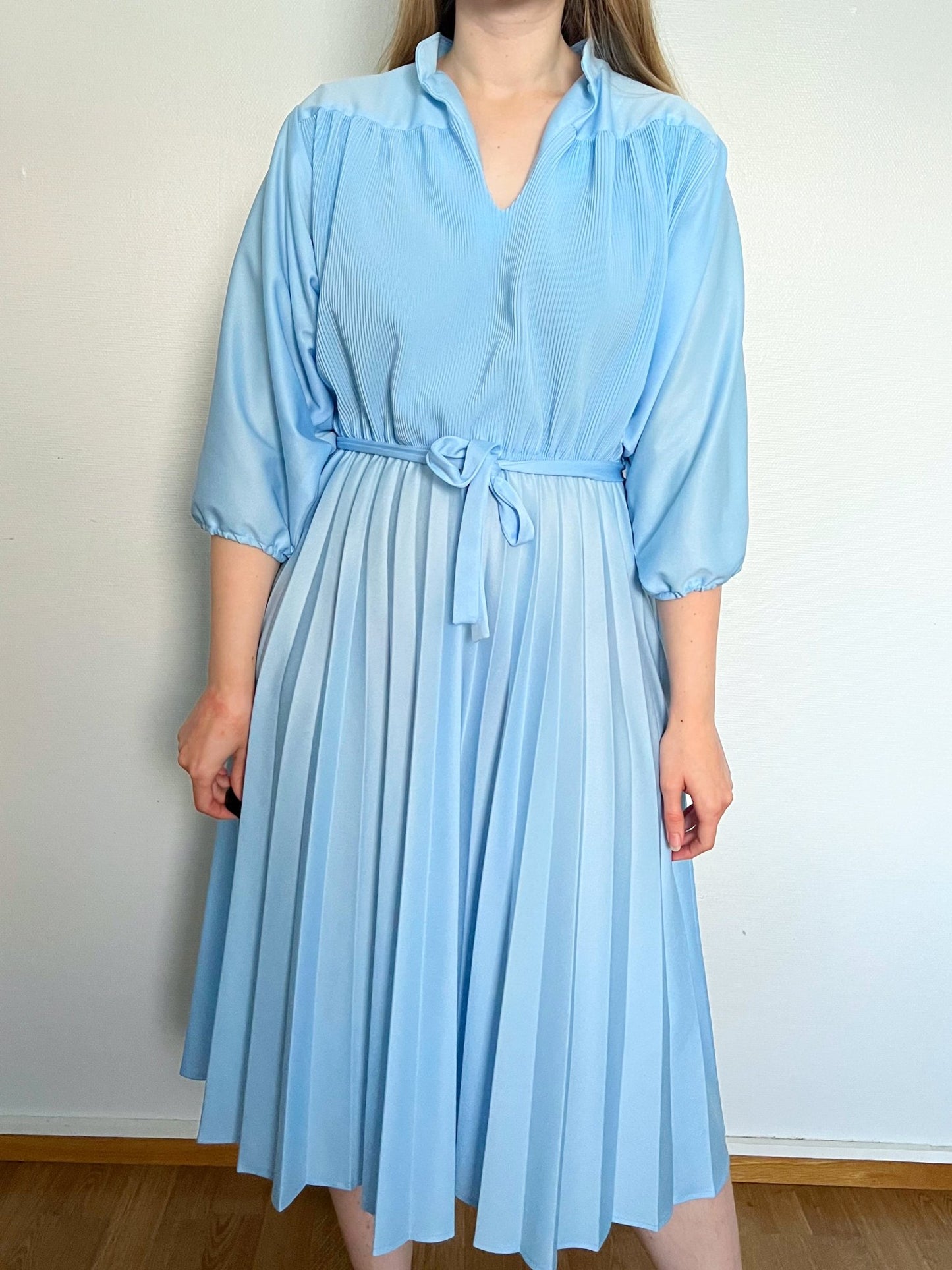 Blue pleated dress, Size L