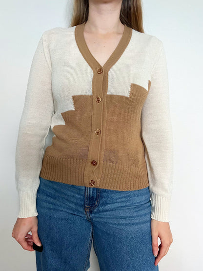 White and brown cardigan, Size M