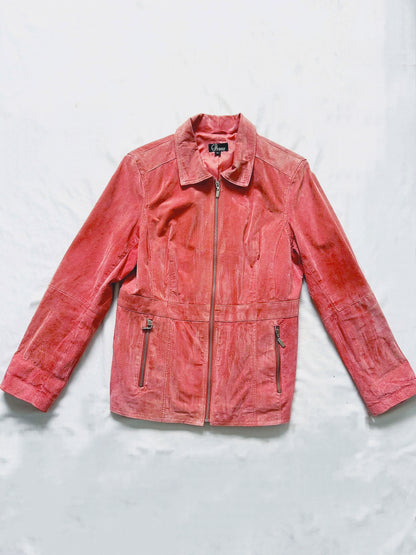 90s pink suede jacket, Size L