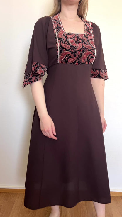 60s brown dress, Size S-L